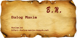 Balog Maxim névjegykártya